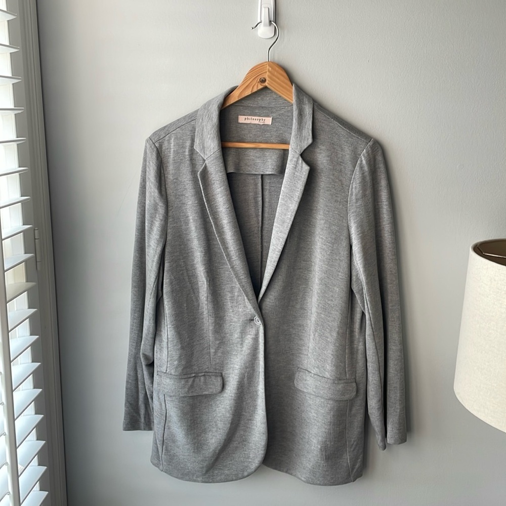 Philosophy Notched Collar Ponte Grey Soft Blazer